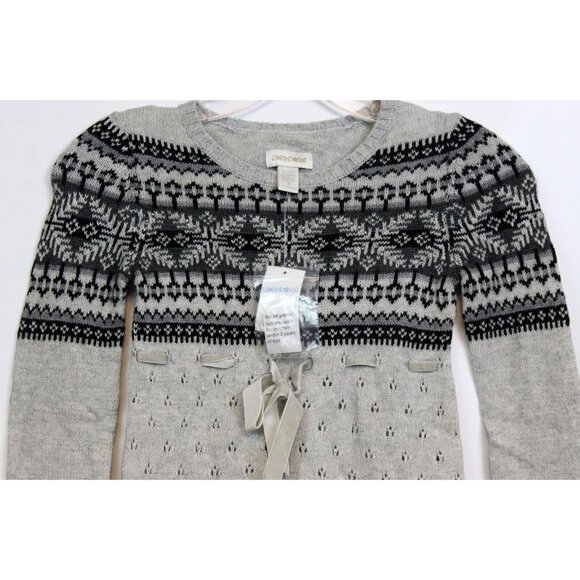 VTG Y2K Limited Too Arctic Nordic Grey Sweater sz 7 NWT Girls Bow Sparkle Winter - Picture 2 of 5
